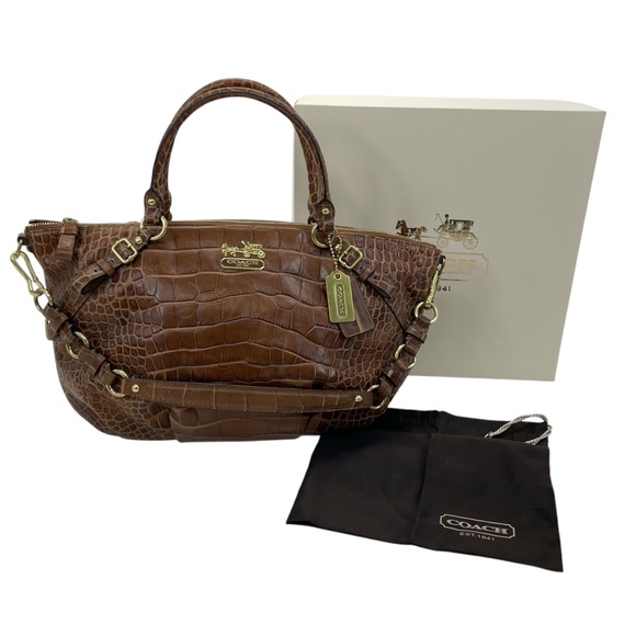Coach Exotic Madison Satchel Purse Brown - Picture 3 of 16